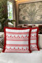 Nordic Pine Tree Fringed Pillowcase - Winter Christmas Themed Red and White Tassel Throw Pillow Cover - 6