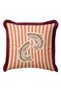 Vintage Fish Illustration Stylish Fringed Pillowcase-River Themed Striped Burgundy Tassel Throw Pillow Cover - 5