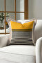 Modern Striped Fringed Pillowcase - Minimalist Yellow Black Bohemian Gray Tassel Throw Pillow Cover - 5