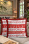 Merry Christmas Motif Fringed Pillowcase - Xmas Red White Tassel Throw Pillow Cover - 8