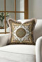 Baroque Elegance Fringed Pillowcase - Classic Luxury Brown Gold Color Tassel Throw Pillow Cover - 3
