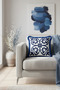 Elegant Palace-Inspired Fringed Pillowcase-Blue White Mediterranean Modern Tassel Throw Pillow Cover - 4
