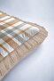 Checkered Classic Fringed Pillowcase - Country Style Beige Brown Tassel Throw Pillow Cover - 7