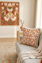 Mediterranean Motif Fringed Pillowcase - Bohemian Tile Rust Orange Beige Tassel Throw Pillow Cover - 3