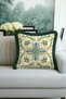 Baroque Italian Motifs Luxury Fringed Pillowcase-Blue Green Gold Color Throw Pillow Cover with Tassels - 4