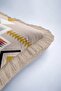 Ethnic Geometric Gold Color Fringed Pillowcase - Bohemian Modern Beige Gray Tufted Throw Pillow Cover - 7