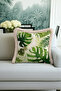 Tropical Leaf Fringe Pillowcase - Natural Green Urban Botanical Beige Tufted Throw Pillow Cover