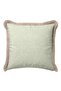 Natural Leaf Motif Fringed Pillowcase - Elegant Country Green Beige Tufted Throw Pillow Cover