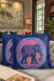Mandala Elephant Fringed Pillowcase - Bohemian Ethnic Blue Orange Tassel Throw Pillow Cover - 8