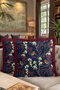 Bird Motif Flower Branch Fringed Pillowcase-Red Blue Scandinavian Burgundy Tufted Throw Pillow Cover - 8