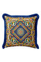 Antique Mosaic Portrait Luxury Fringed Pillowcase-Blue Geometric Navy Tassel Throw Pillow Case - 3