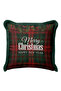 New Year Plaid Fringed Pillowcase - Christmas Pine Themed Dark Green Red Tassel Throw Pillow Cover - 5