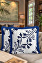 Baroque Luxury Fringed Pillowcase - Mediterranean Blue Modern White Background Tassel Throw Pillow Cover - 8