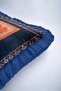 Palace Magnificent Fringed Pillowcase - Artistic Bohemian Navy Blue Orange Tassel Throw Pillow Cover - 7