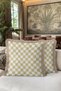 Luxury Checkered Fringed Pillowcase - Vintage Modern Style Beige Gold Color Tassel Throw Pillow Cover - 6