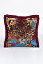 Luxury Tiger Figured Fringed Pillowcase - Artistic Bohemian Blue Burgundy Tassel Throw Pillow Cover - 3