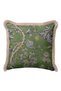 Luxury Botanical Fringed Pillowcase - Vintage Nature Themed Country Green Cream Tufted Throw Pillow Cover - 3