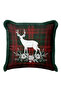 Christmas Deer Fringed Pillowcase - Plaid New Year Retro Red Green Tassel Throw Pillow Cover - 3