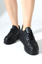 Women's Black Glitter Detail Daily Sneakers Shoes - Stylish High Platform - With Color Options - 2