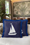 Nautical Marin Yelken Elegant Fringed Pillowcase - Coastal Navy Blue Tassel Throw Pillow Cover - 6