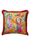 Artistic Striped Colorful Zebra Fringe Pillowcase-Tropical Orange Red Throw Pillow Cover with Tassels - 5