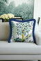 Luxury Botanical Garden Fringed Pillowcase - Vibrant Nature Modern Blue Green Tufted Throw Pillow Cover - 3