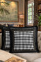 Luxury Plaid Fringed Pillowcase - Monochrome Modern Black Gold Color Tassel Throw Pillow Cover - 8