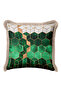 Emerald Geometric Gold Color Fringed Pillowcase - Modern Green White Tufted Throw Pillow Cover