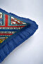 Mediterranean Motif Fringed Pillowcase-Sun Motif Eclectic Blue Red Tassel Throw Pillow Case - 7
