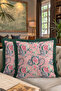 Luxury Flower Garden Fringed Pillowcase - Elegant Romantic Bohemian Pink Green Tassel Throw Pillow Cover - 8