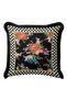 Floral Gold Fringed Pillowcase - Black Eclectic Checkered Tufted Throw Pillow Cover - 5