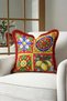 Colorful Mediterranean Luxury Fringed Pillowcase-Lemon Flower Motif Retro Red Tassel Throw Pillow Cover - 4