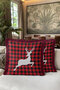 Checkered Deer Figured Fringed Pillowcase - Winter Rustic Burgundy Black Tassel Throw Pillow Cover - 6