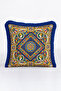 Antique Mosaic Portrait Luxury Fringed Pillowcase-Blue Geometric Navy Tassel Throw Pillow Case