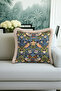 Morris Bird Garden Fringed Pillowcase - Victorian Bohemian Navy Blue Cream Tufted Throw Pillow Cover - 2