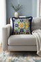 Mediterranean Motif Fringed Pillowcase - Colorful Sun Bohemian Yellow Navy Blue Tassel Throw Pillow Cover - 2