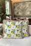 Lemon Garden Fringed Pillowcase - Mediterranean Breeze Modern Green Yellow Tassel Throw Pillow Cover - 6