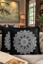 Mandala Motif Fringed Pillowcase - Ethnic Black and White Bohemian Tassel Throw Pillow Cover - 8