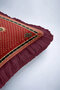 Tiger Motif Fringed Pillowcase - Asian Inspired Ethnic Burgundy Cream Tassel Throw Pillow Cover - 7