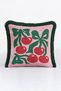 Vintage Cherry Motif Fringed Pillowcase - Green Pink Bohemian Tassel Throw Pillow Cover - 2