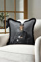 Avant-Garde Portrait Luxury Fringed Pillowcase-Elegan Animal Figure Grey Modern Tufted Throw Pillow Cover - 2
