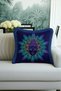 Mandala Buddha Portrait Fringed Pillowcase - Spiritual Bohemian Blue Yellow Tassel Throw Pillow Cover - 5