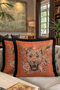 Noble Leopard Floral Fringed Pillowcase - Wild Nature Bohemian Orange Black Tassel Throw Pillow Cover - 8