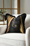 Luxury Gold Color Fringed Pillowcase - Artistic Afro Modern Black Gold Tufted Throw Pillow Cover