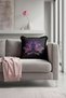 Mystic Meditation Lotus Fringed Pillowcase - Spiritual Bohemian Black Pink Tassel Throw Pillow Cover