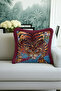 Luxury Tiger Figured Fringed Pillowcase - Artistic Bohemian Blue Burgundy Tassel Throw Pillow Cover - 5