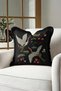 Elegant Crane Bird Fringed Pillowcase - Asian Inspired Bohemian Black Cream Tassel Throw Pillow Cover - 4