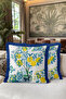Lemon Tree Fringed Pillowcase - Mediterranean Inspired Bohemian Blue Yellow Tassel Throw Pillow Cover - 6
