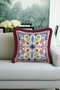 Palace Floral Fringed Pillowcase - Colorful Bohemian Blue Yellow Burgundy Tassel Throw Pillow Cover - 4
