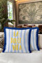 La Dolce Vita Fringed Pillowcase - Pastel Blue Striped Tassel Throw Pillow Cover - 6